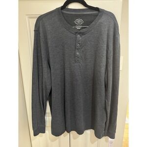 St John's‎ Bay Legacy Henley Shirt Men's XL Long Sleeve Gray Cotton Blend Soft